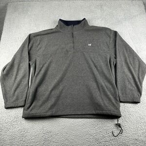 Vintage Big Dogs Fleece Jacket Mens XL 1/4 Zip Gray Black Pullover Sweater